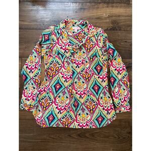 Lilly Pulitzer Womens Silk Blouse XS Muticolor Long Sleeve